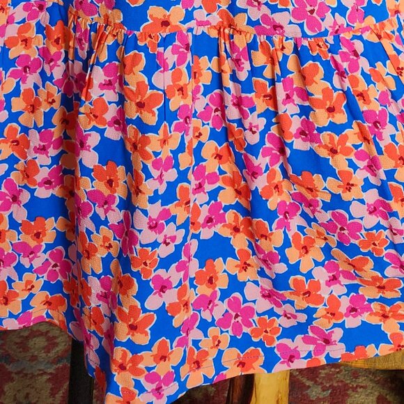 25216  NWT Skies Are Blue Boutique Brand Floral Skirt Blue/Tangerine!! Small - Picture 3 of 14